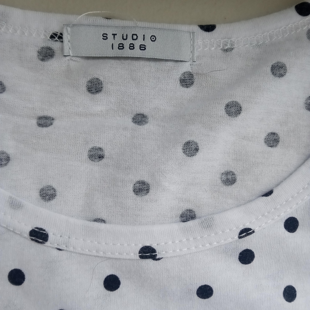 Studio 1886 Polka Dot Knit Stretch Top Short Sleeve Plus Size 1X - Picture 3 of 8